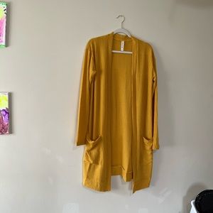XL mustard yellow long duster cardigan